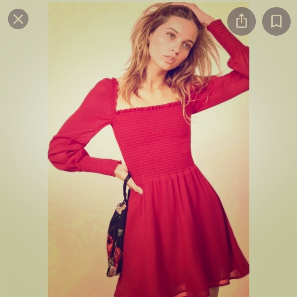 Never worn Reformation Kelli Smocked Mini Dress